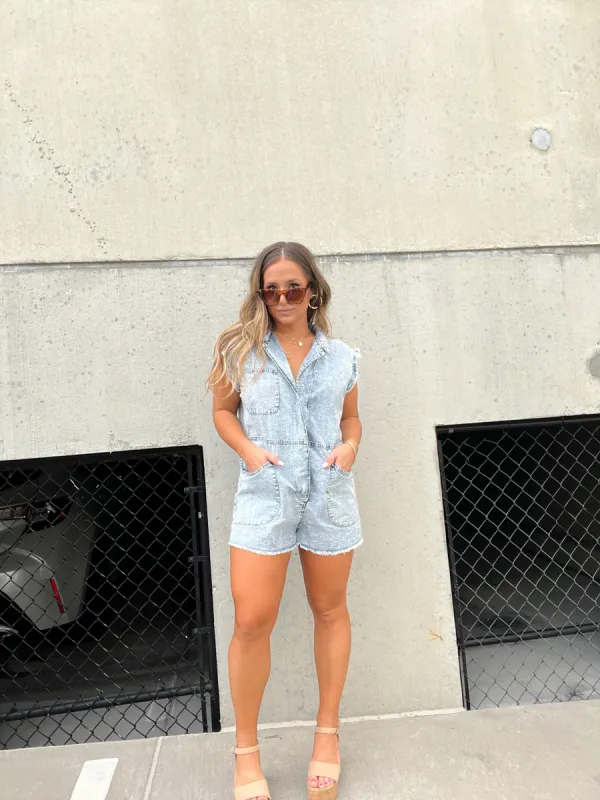 DELANEY DENIM ROMPER sold by Chic by Ally B