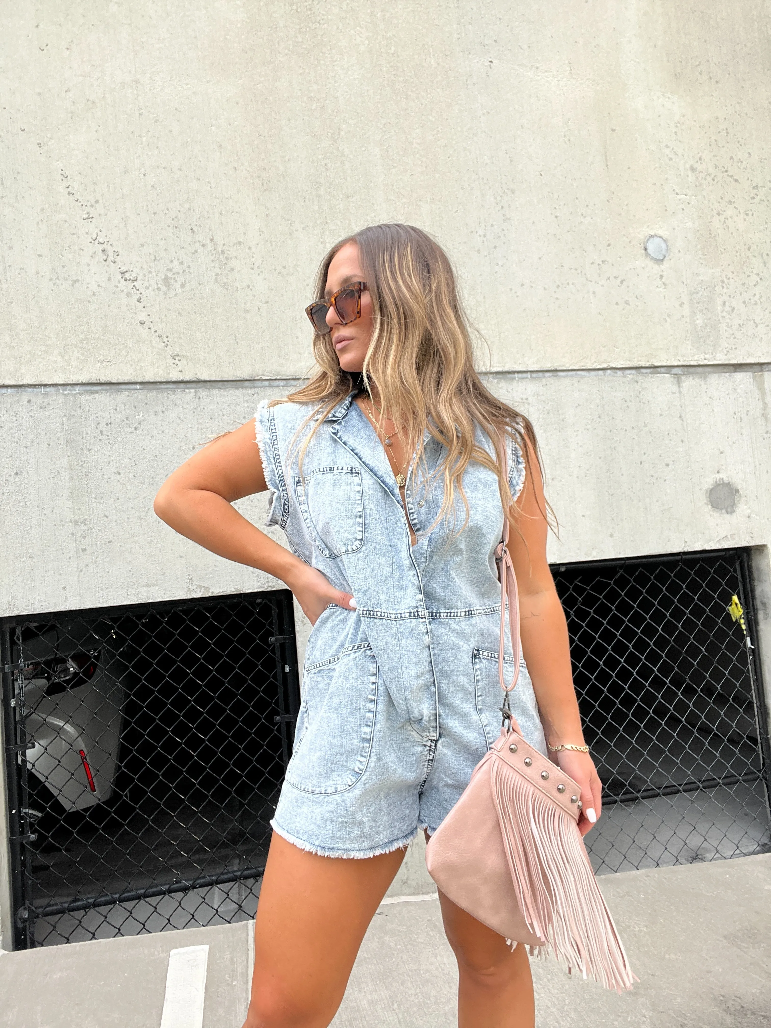 DELANEY DENIM ROMPER sold by Chic by Ally B product image thumbnail 2