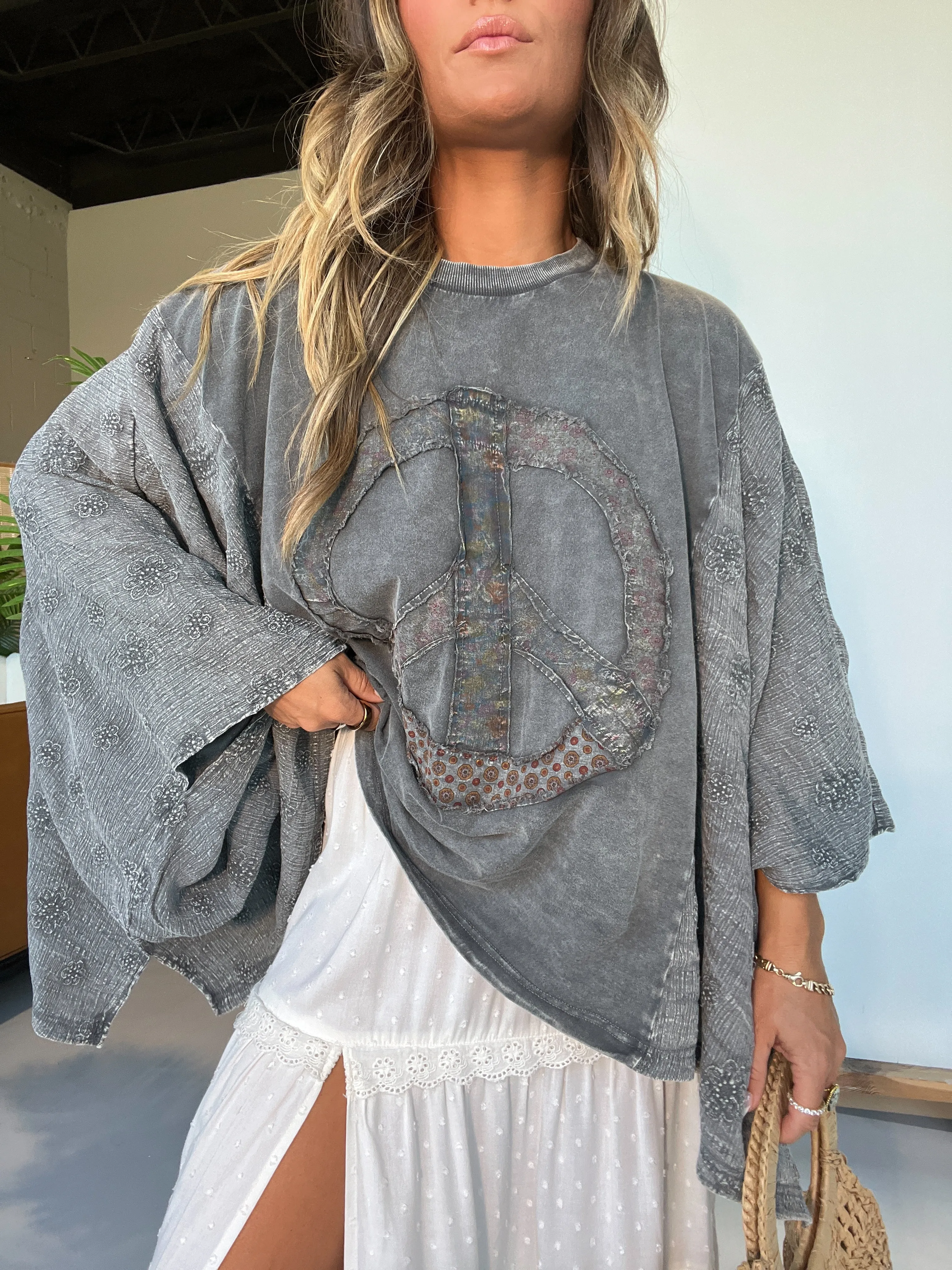 Peace Within Kimono Sleeve Tee Black sold by Chic by Ally B product image thumbnail 5