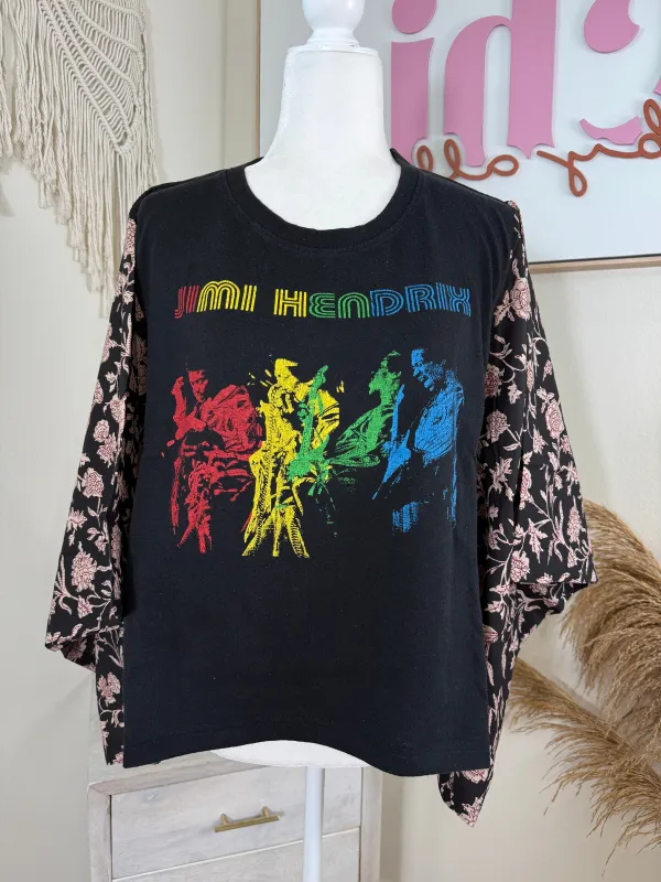 Jimi Hendrix Mix & Match Tee Black Floral sold by Chic by Ally B