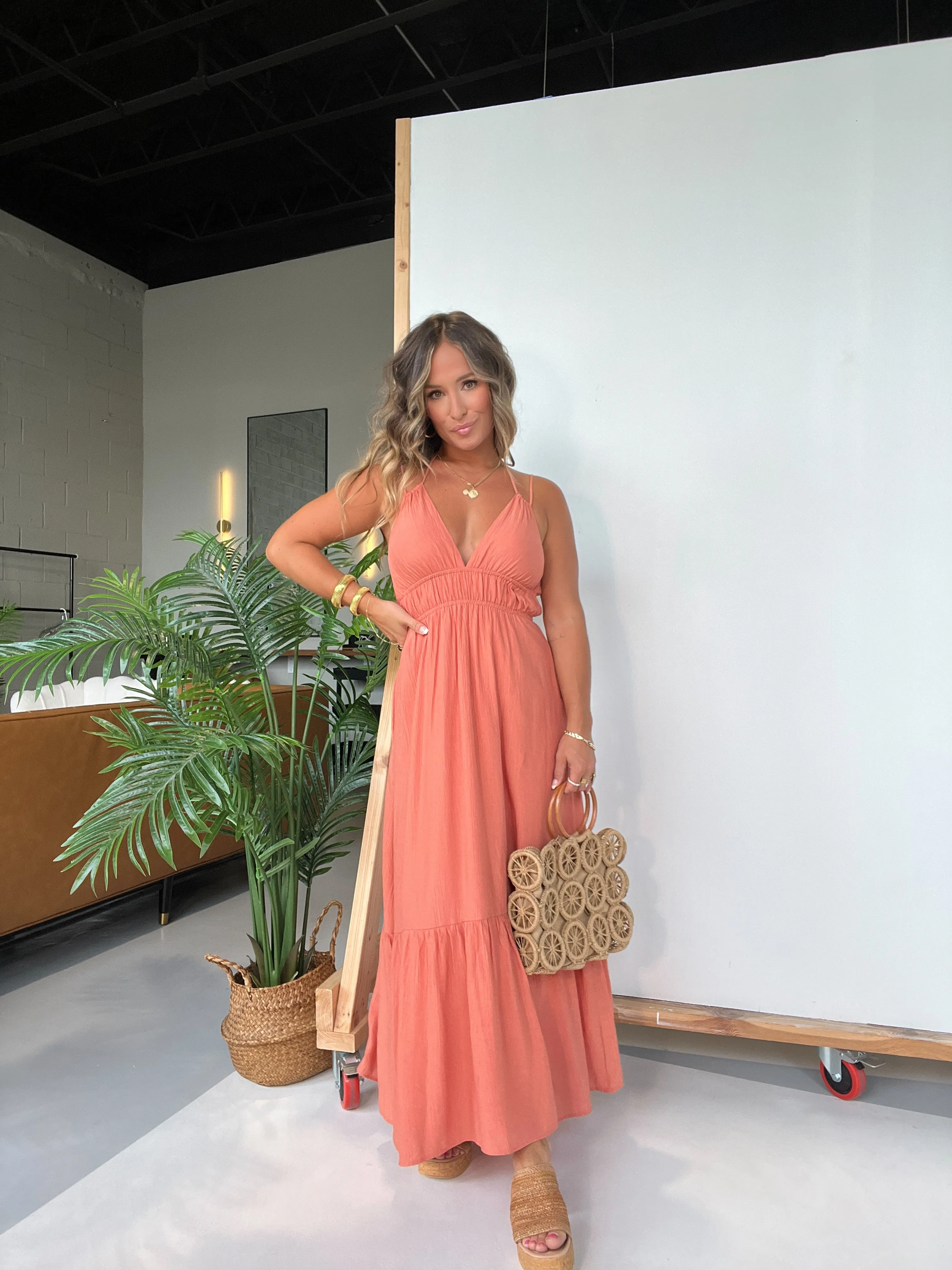 All I Wanted Halter Midi Dress Coral sold by Chic by Ally B