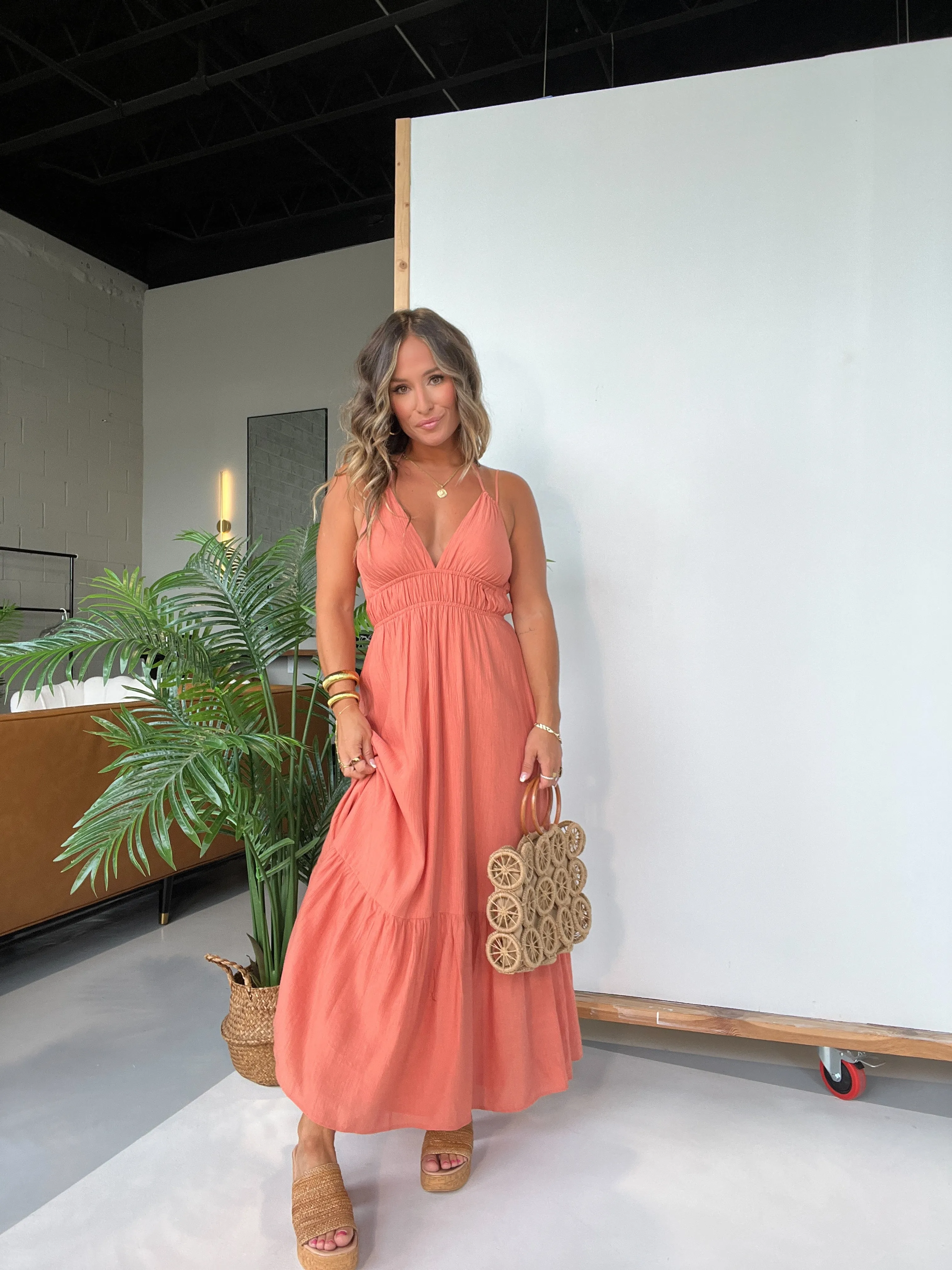 All I Wanted Halter Midi Dress Coral sold by Chic by Ally B product image thumbnail 3