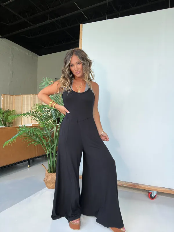 East Coast Lounge Jumpsuit Black sold by Chic by Ally B