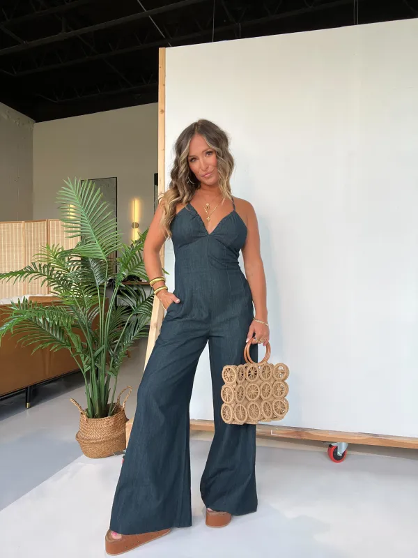 For The Summer Jumpsuit Dark Denim sold by Chic by Ally B