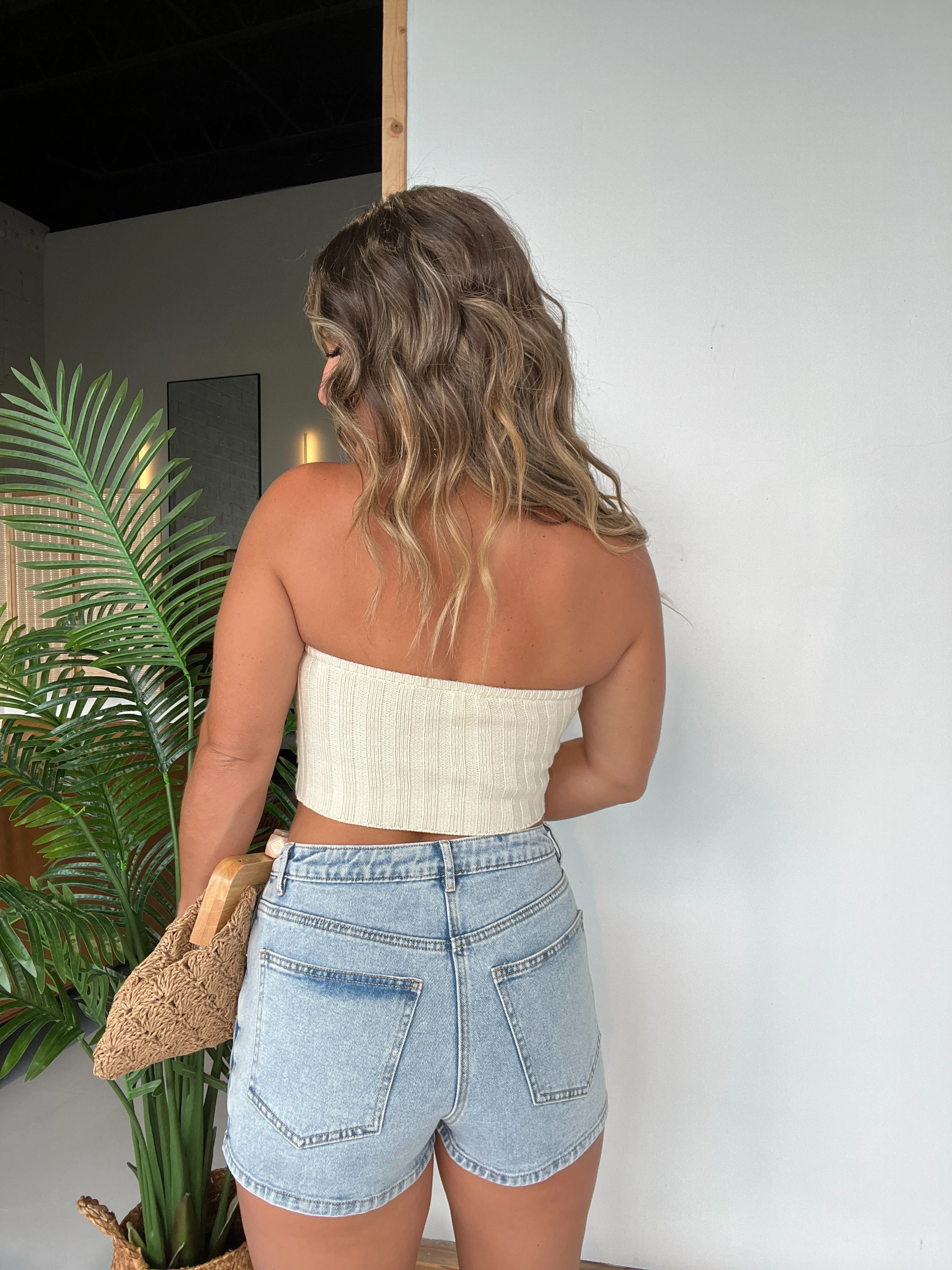 Soft Touch Sweater Tube Top Cream sold by Chic by Ally B product image thumbnail 2