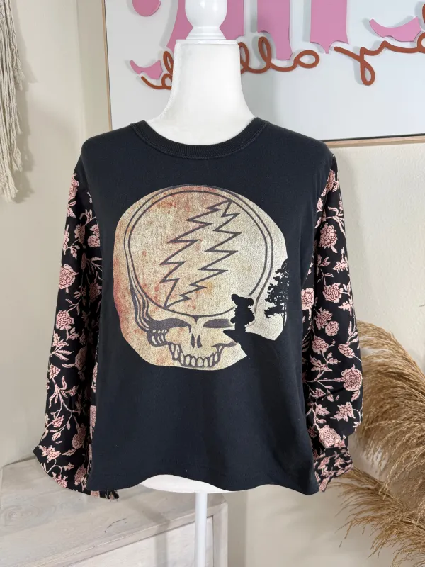 Grateful Dead Mix & Match Tee Black Floral sold by Chic by Ally B