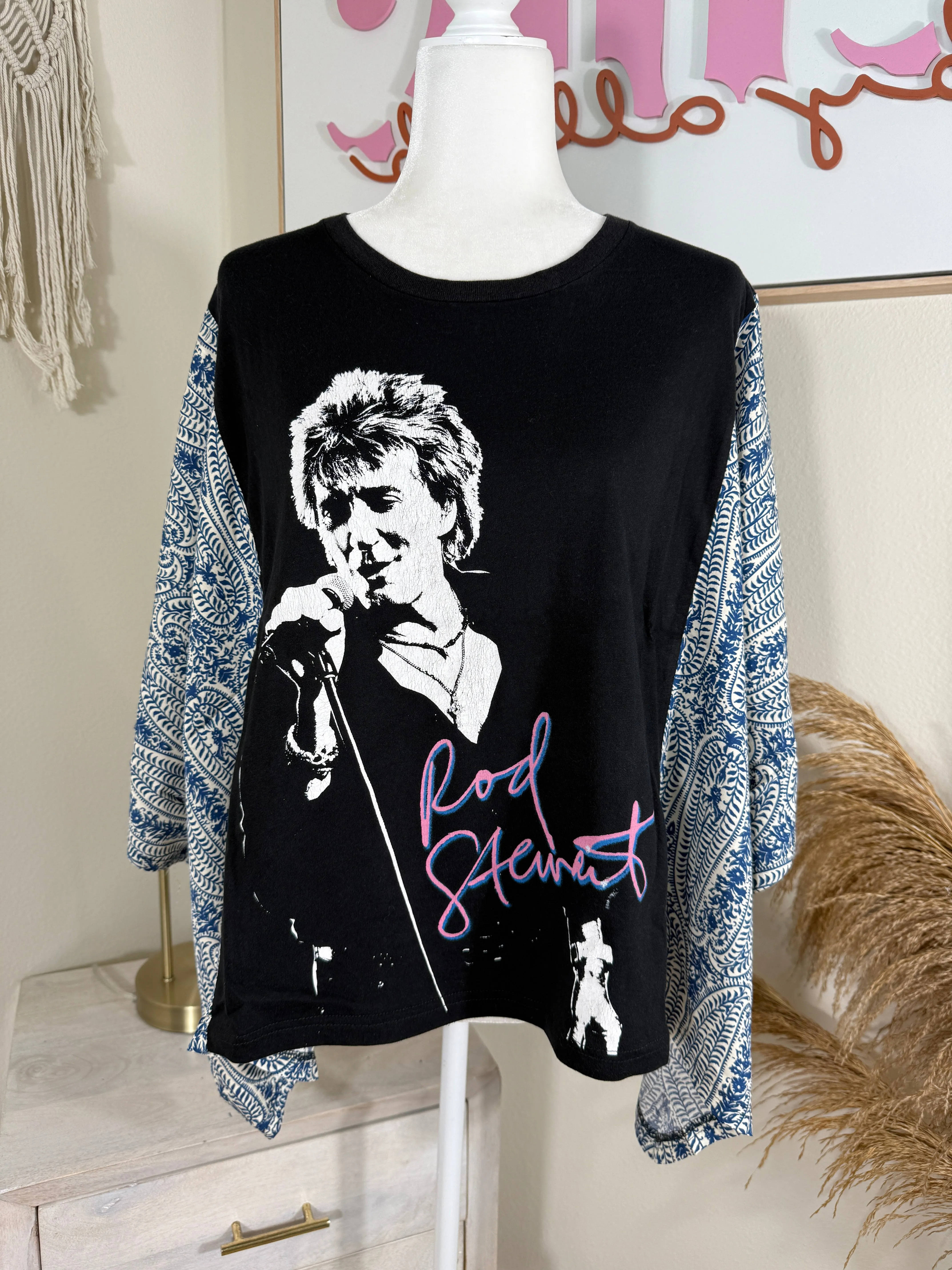 Rod Stewert Mix & Match Tee Black Blue Floral sold by Chic by Ally B