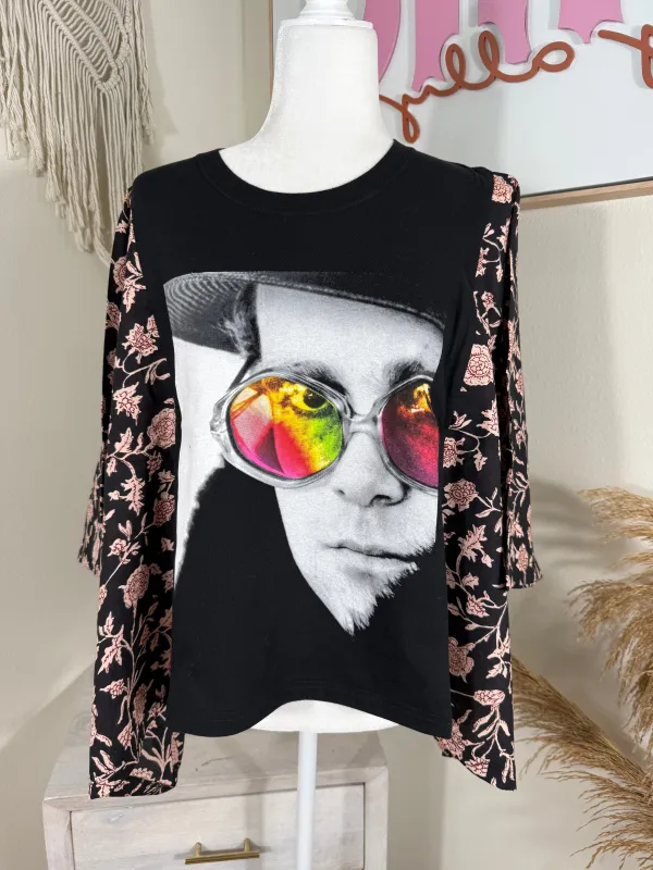Elton John Mix & Match Tee Black Floral sold by Chic by Ally B