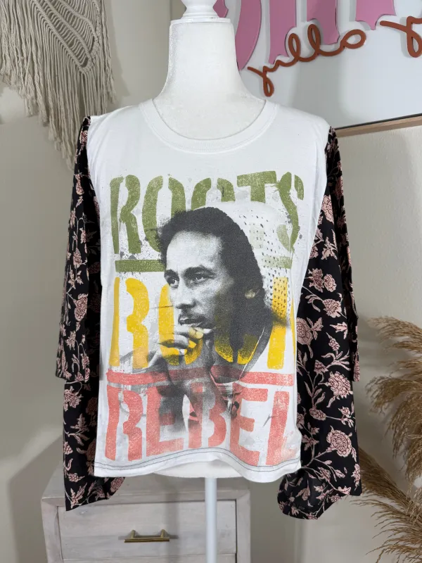 Bob Marley Mix & Match Tee White Floral sold by Chic by Ally B