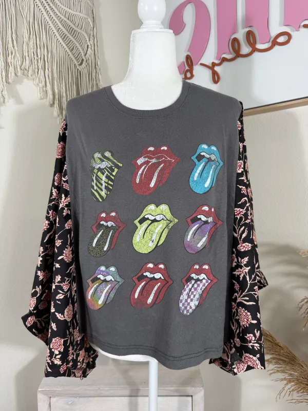 The Rolling Stones Mix & Match Tee Grey Floral sold by Chic by Ally B