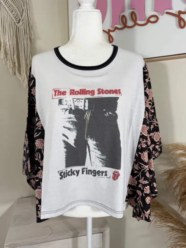 The Rolling Stones Mix & Match Tee White Floral sold by Chic by Ally B