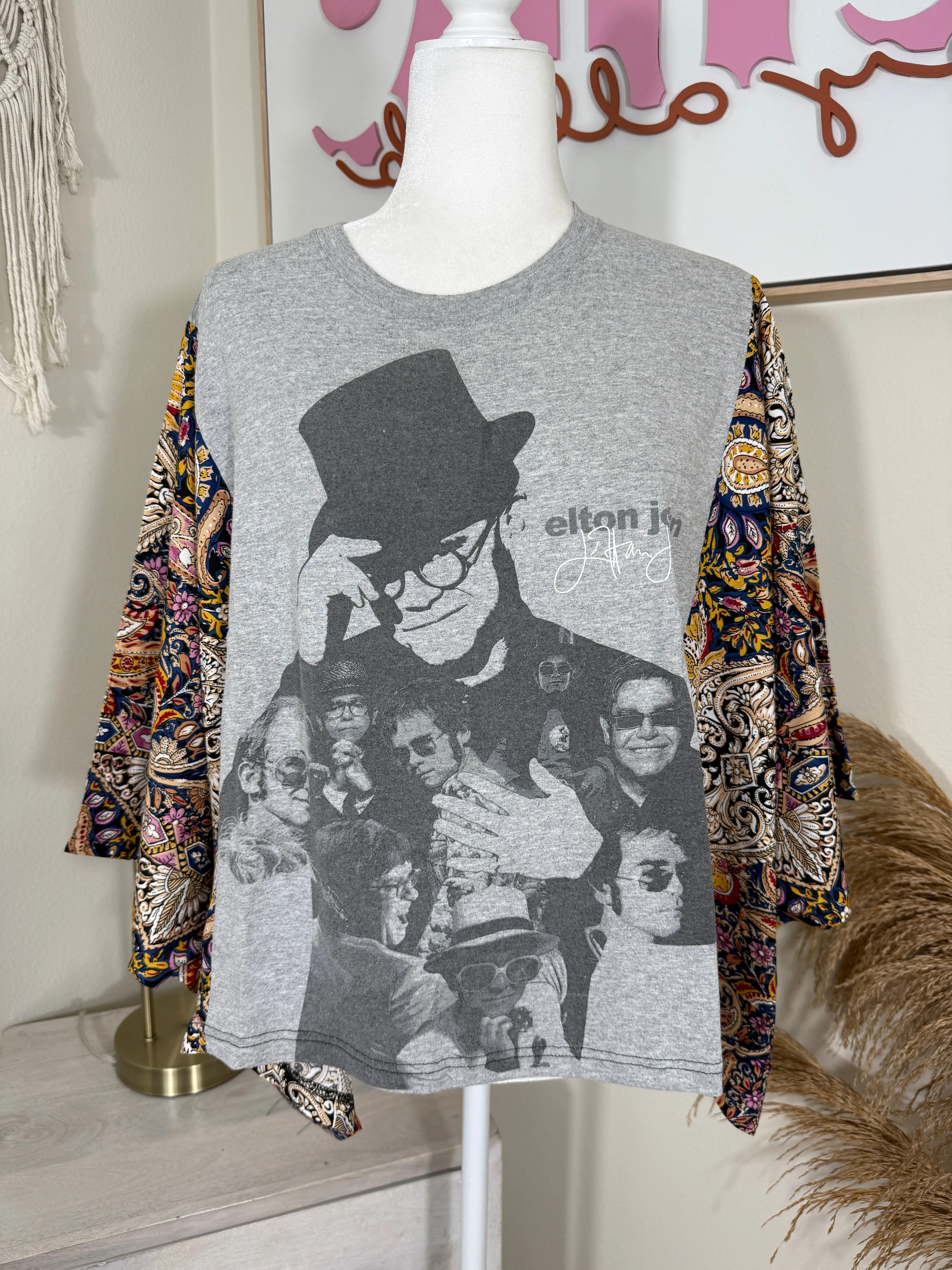 John Elton Mix & Match Tee Grey Floral sold by Chic by Ally B