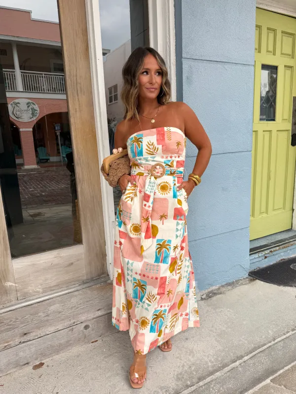 Amalfi Coast Strapless Maxi Dress Multi sold by Chic by Ally B