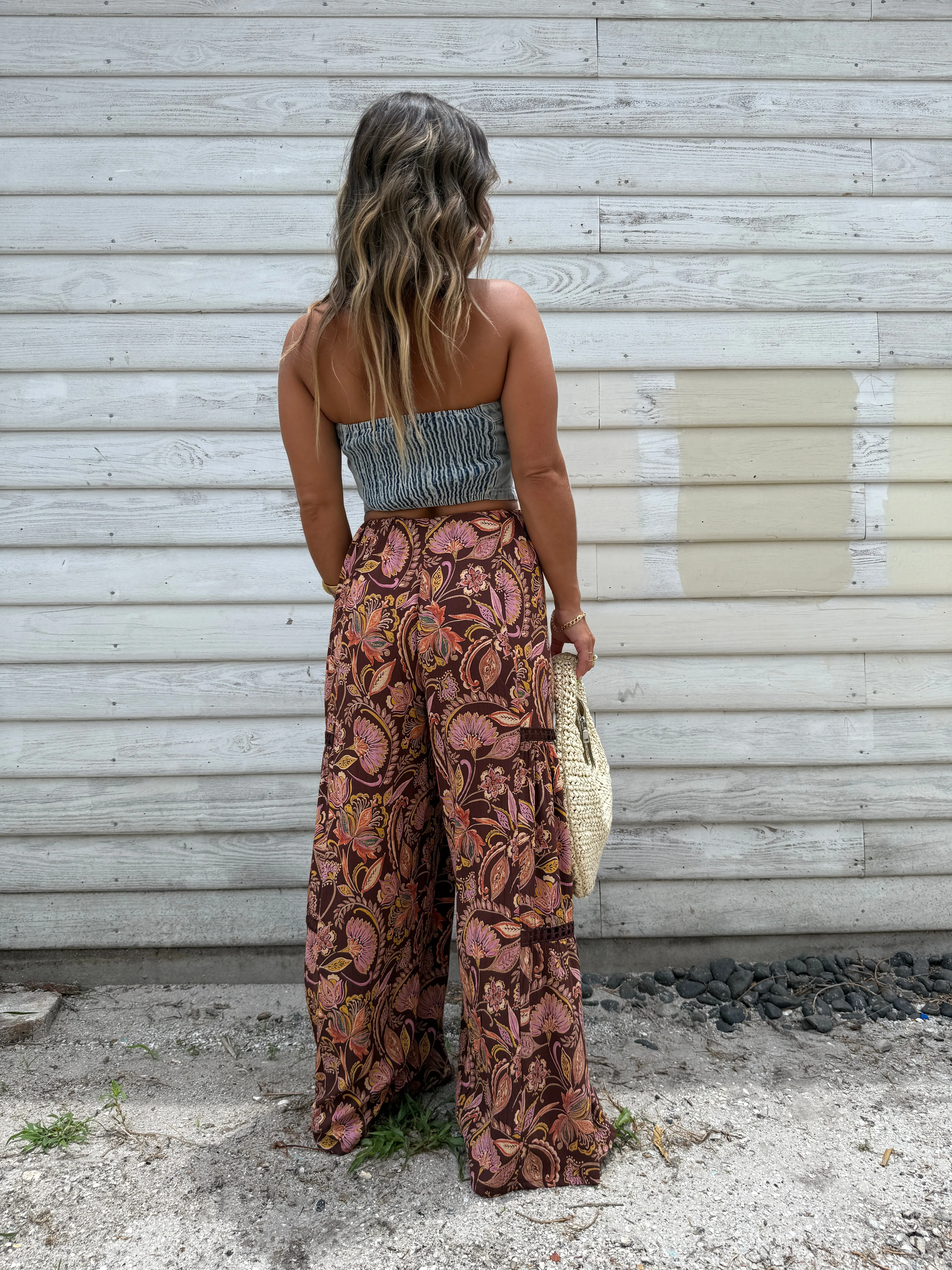 Louella Floral Boho Pants Brown Multi sold by Chic by Ally B product image thumbnail 3