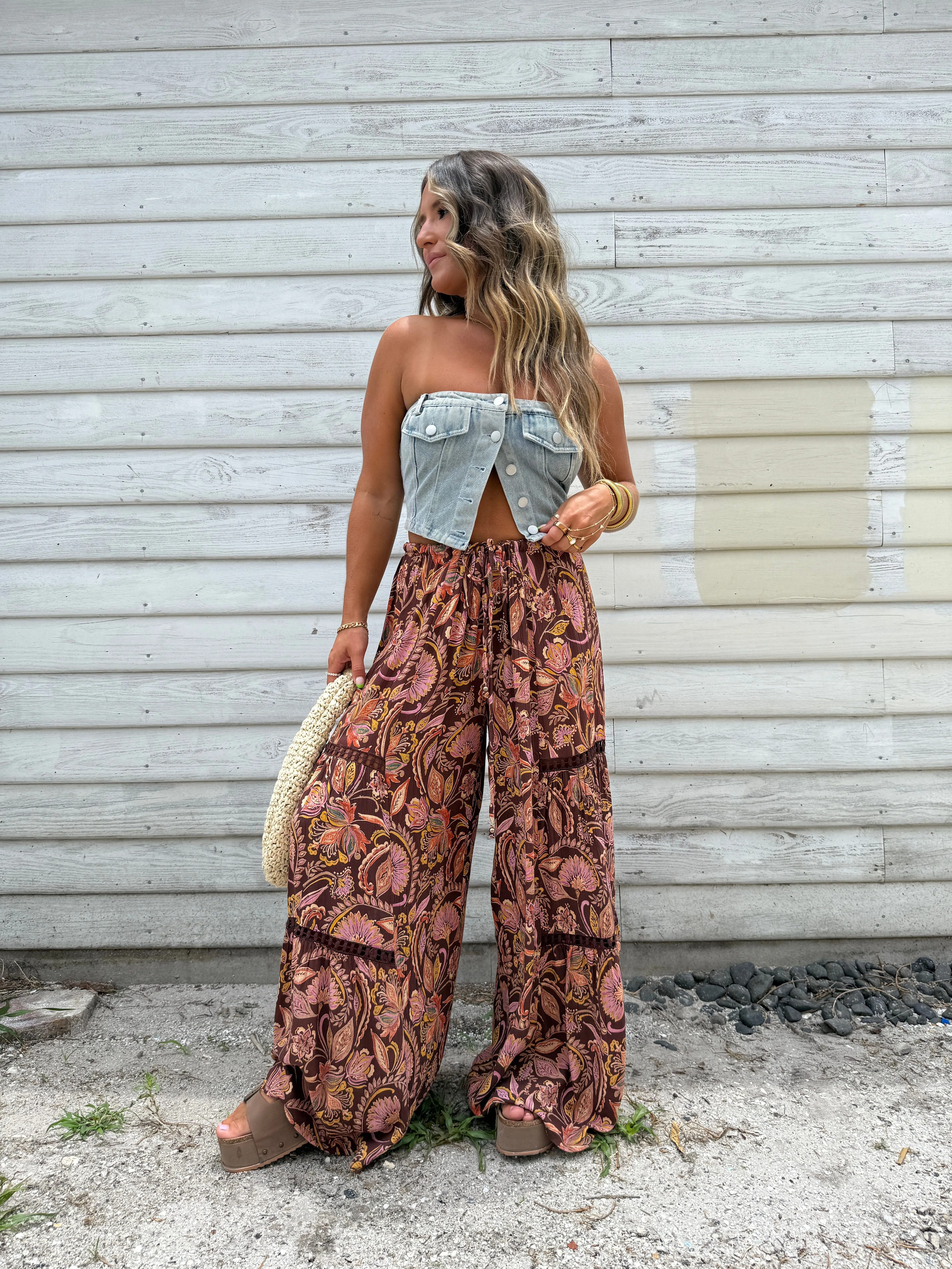 Louella Floral Boho Pants Brown Multi sold by Chic by Ally B product image thumbnail 4
