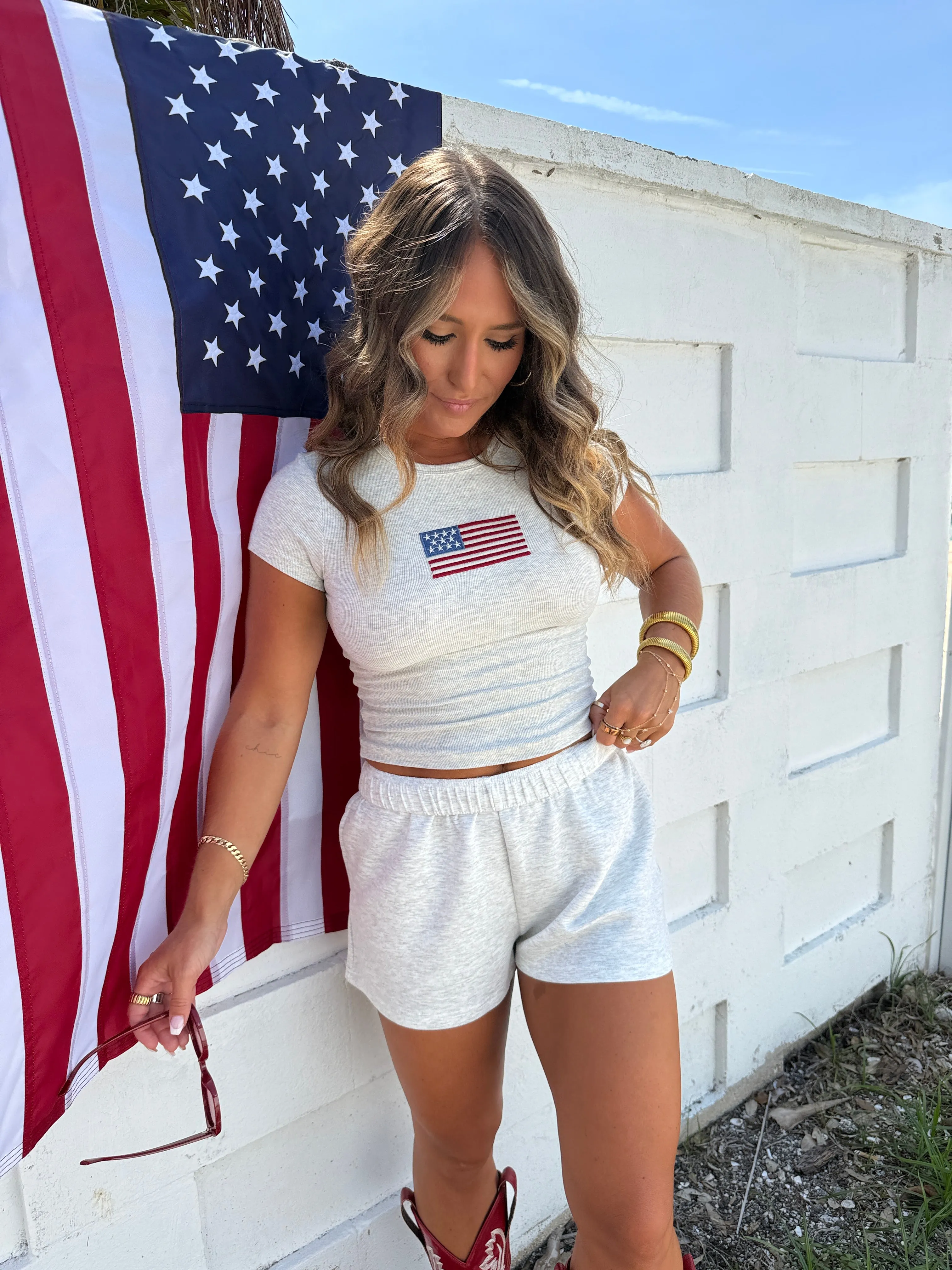 Firework Lounger Shorts Heather Grey sold by Chic by Ally B product image thumbnail 2