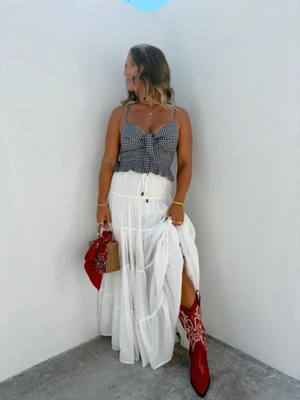 Land that I Love Tiered Maxi Skirt Off White sold by Chic by Ally B