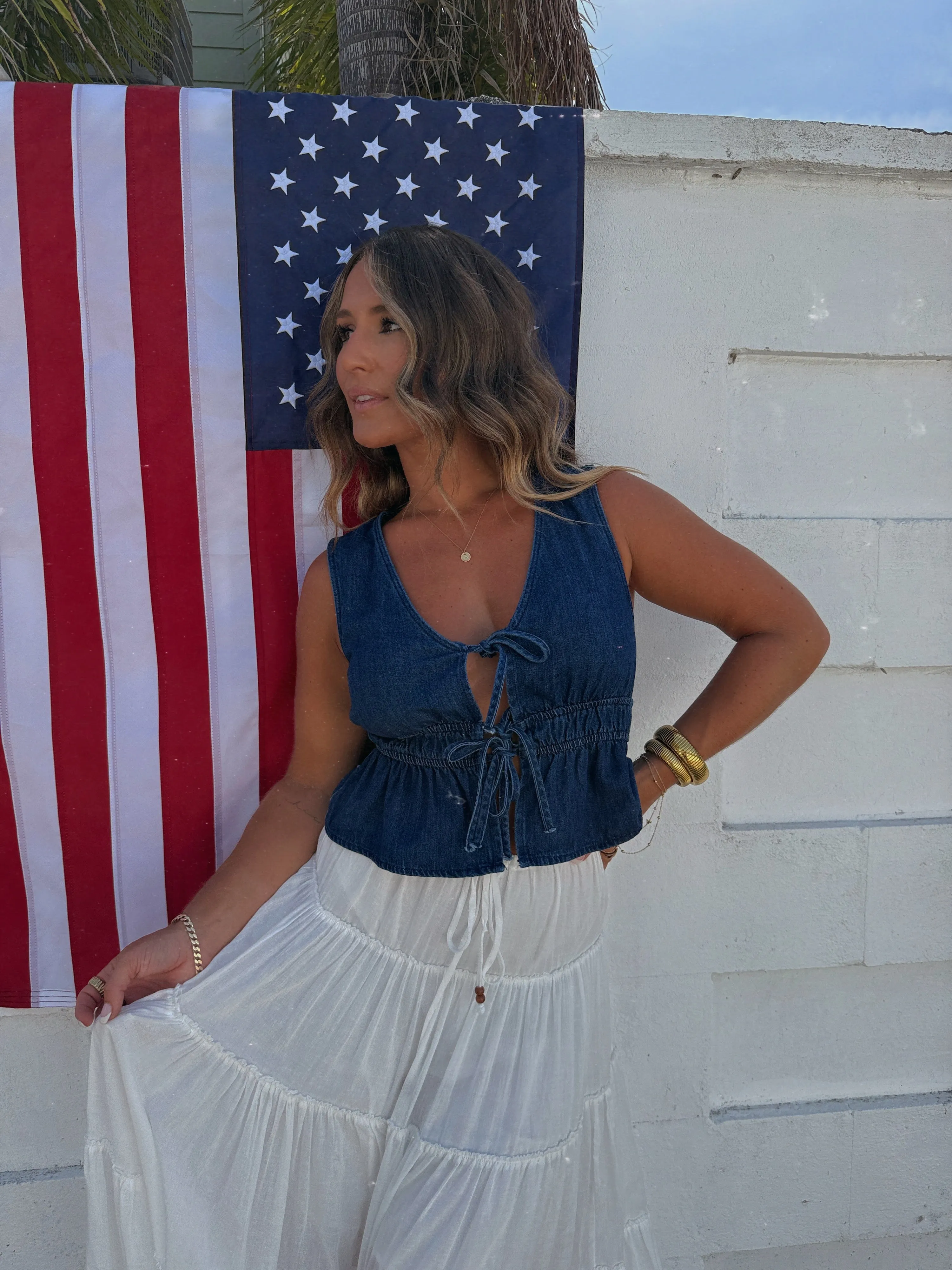 Old Glory Denim Vest Top sold by Chic by Ally B