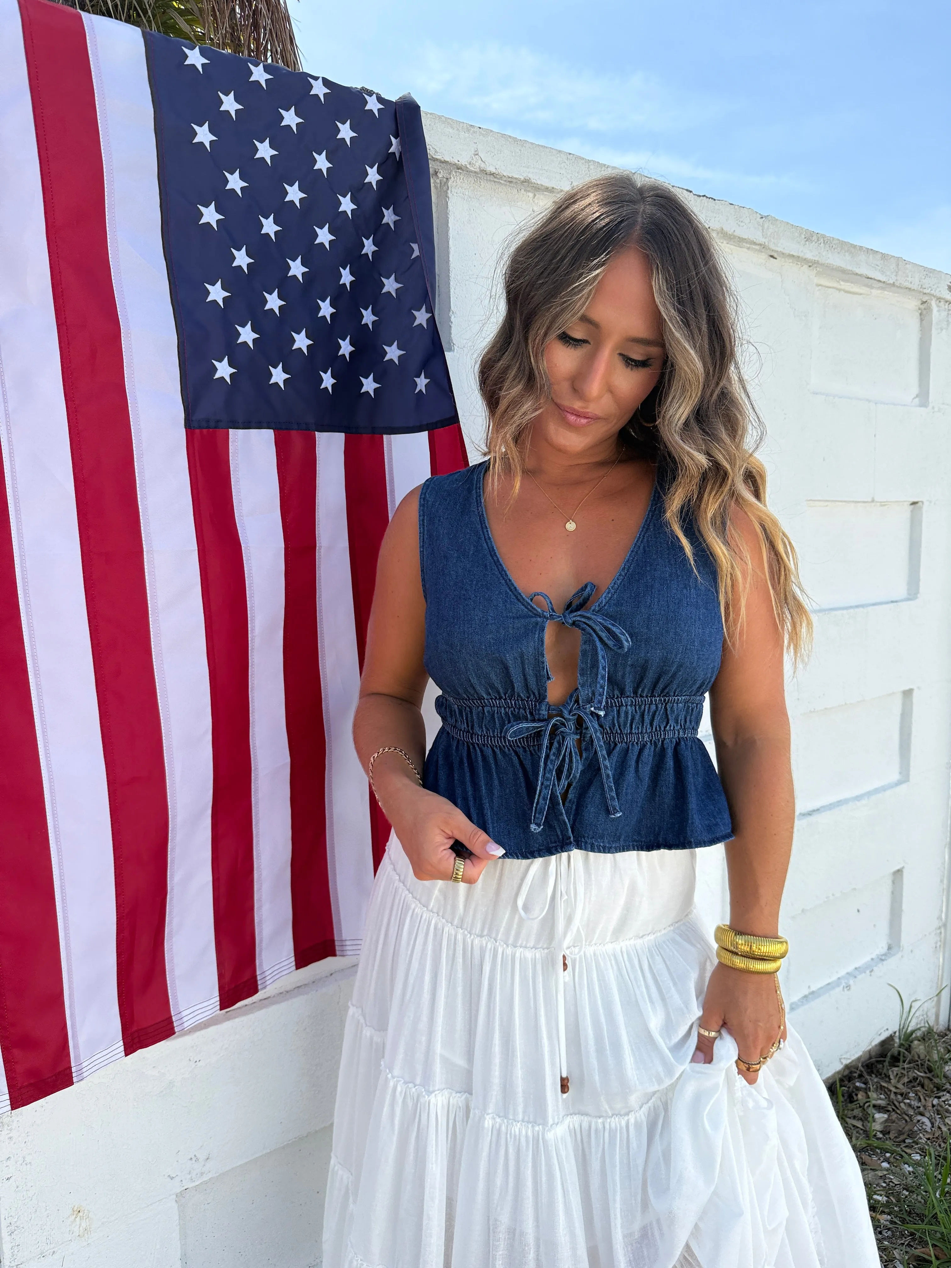 Old Glory Denim Vest Top sold by Chic by Ally B product image thumbnail 4