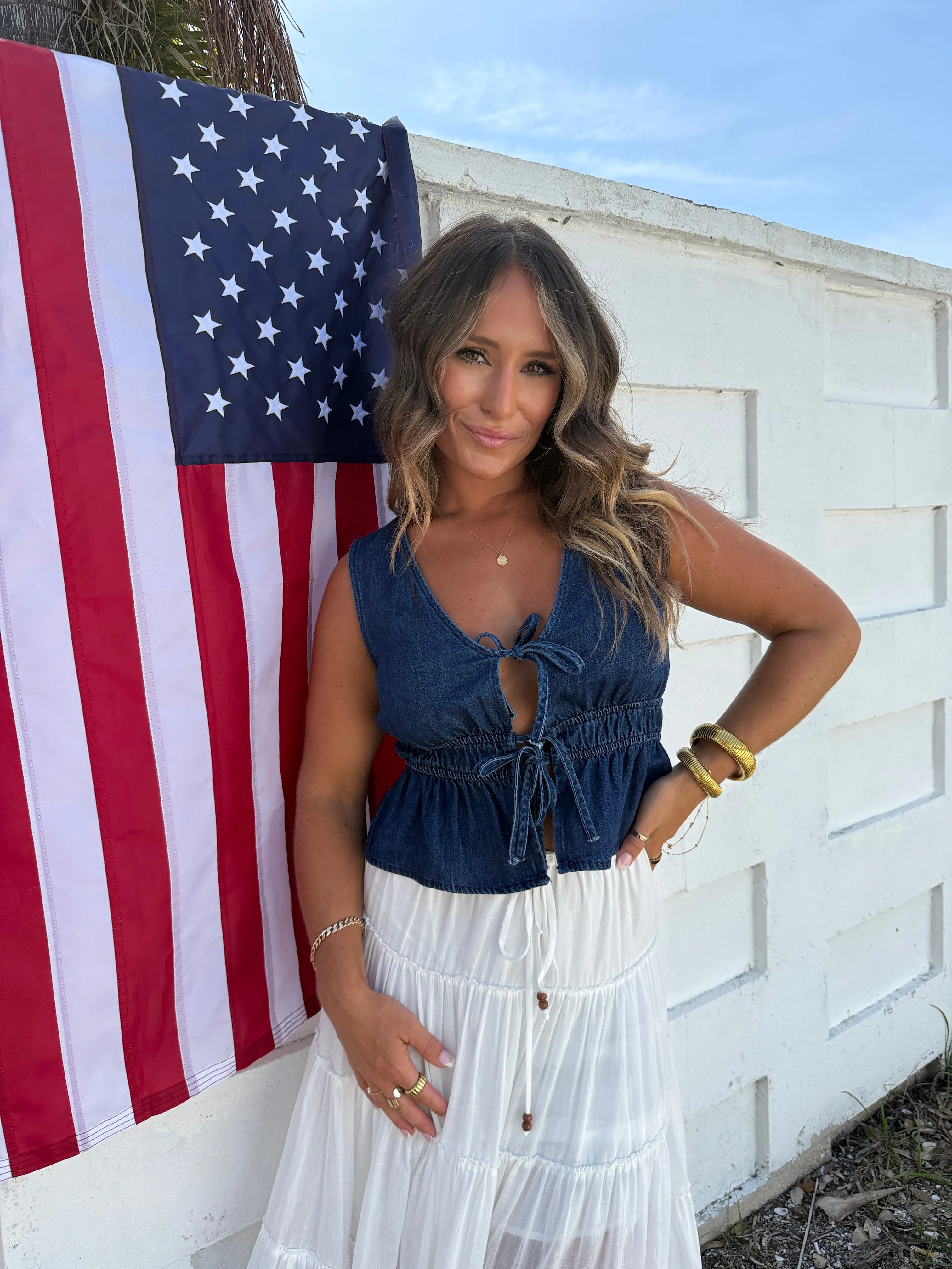 Old Glory Denim Vest Top sold by Chic by Ally B product image thumbnail 5