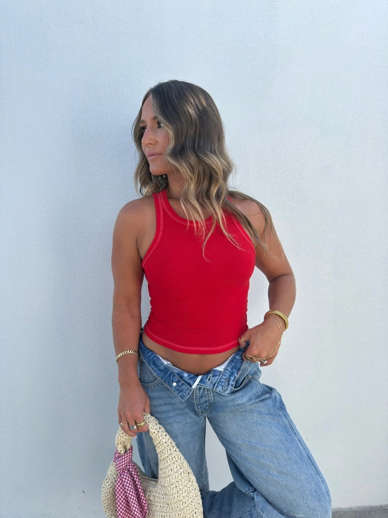 Backyard Bash Ribbed Tank Red sold by Chic by Ally B product image thumbnail 5