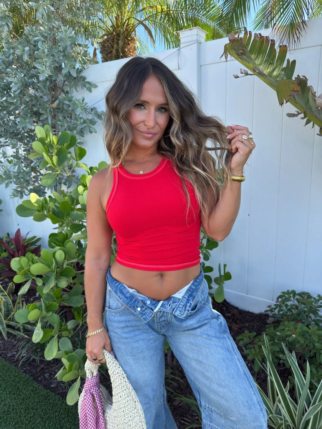 Backyard Bash Ribbed Tank Red sold by Chic by Ally B product image thumbnail 2