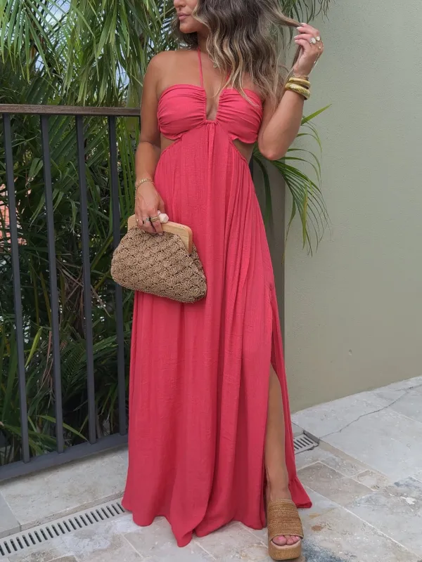 Sparks in the Sky Maxi Dress Coral Red sold by Chic by Ally B