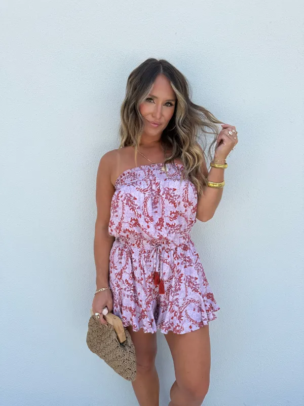 Soul Ties Tube Top Romper Pink Multi sold by Chic by Ally B