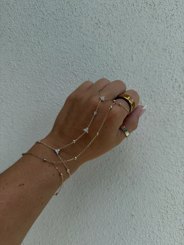 Cora Gold Pearl Hand Chain Bracelet Gold sold by Chic by Ally B