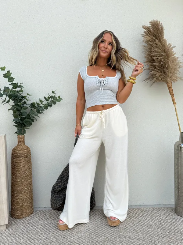Cloud Nine Lounge Knit Pants Cream sold by Chic by Ally B