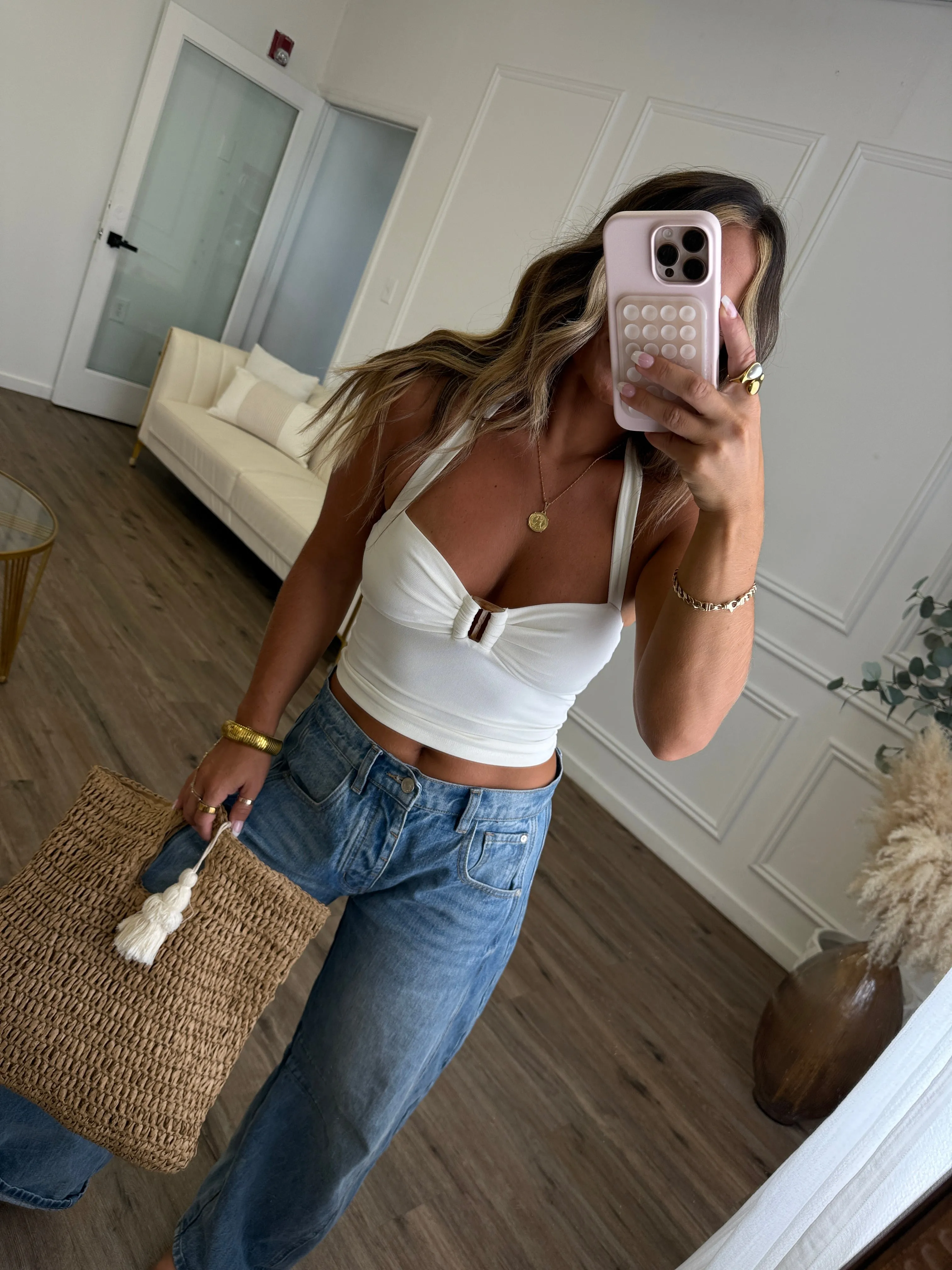 Luna Tortoise Clip Halter Top Ivory sold by Chic by Ally B product image thumbnail 3