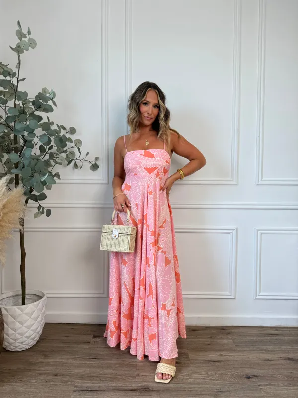 Warm Winds Floral Maxi Dress Orange Pink sold by Chic by Ally B