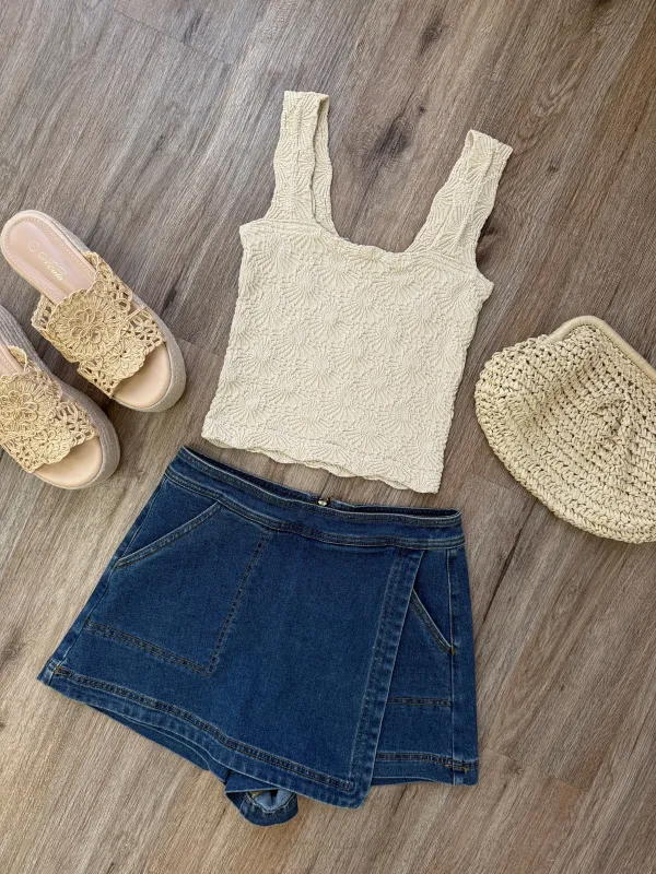 Serene Embossed Tank Cream sold by Chic by Ally B