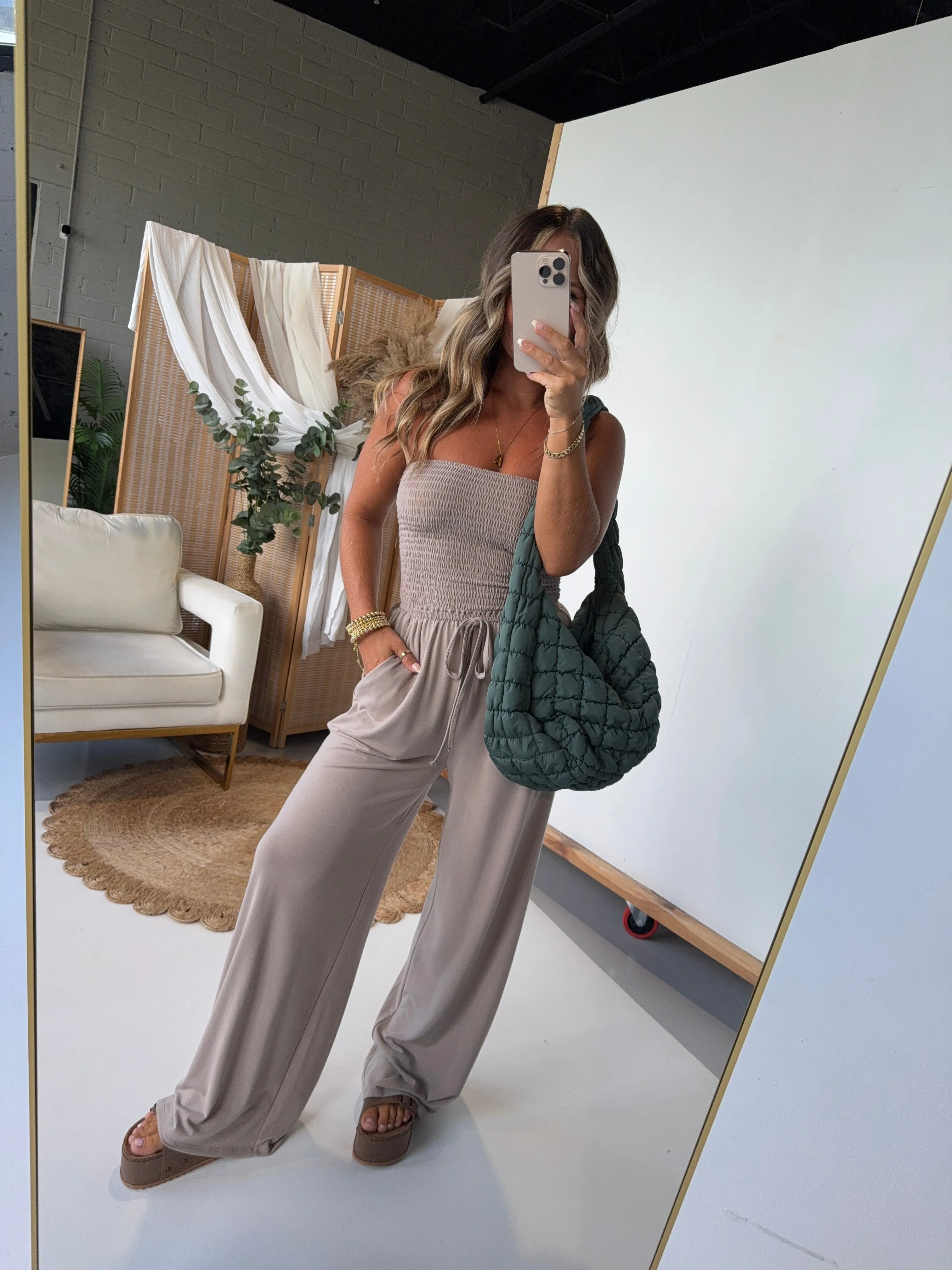 Ocean Breeze Tube Top Jumpsuit Ash Mocha sold by Chic by Ally B product image thumbnail 2