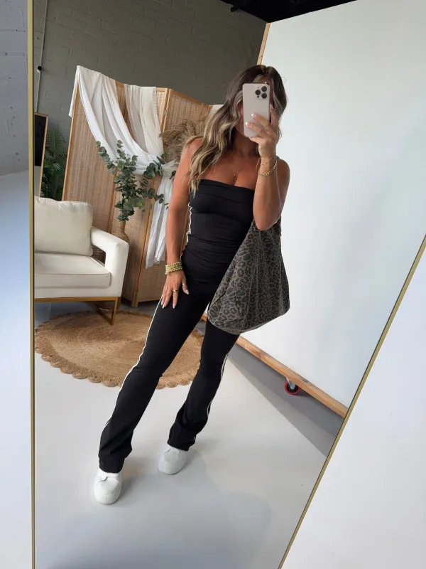 Zenni Piped Lounge Pants Set Black sold by Chic by Ally B