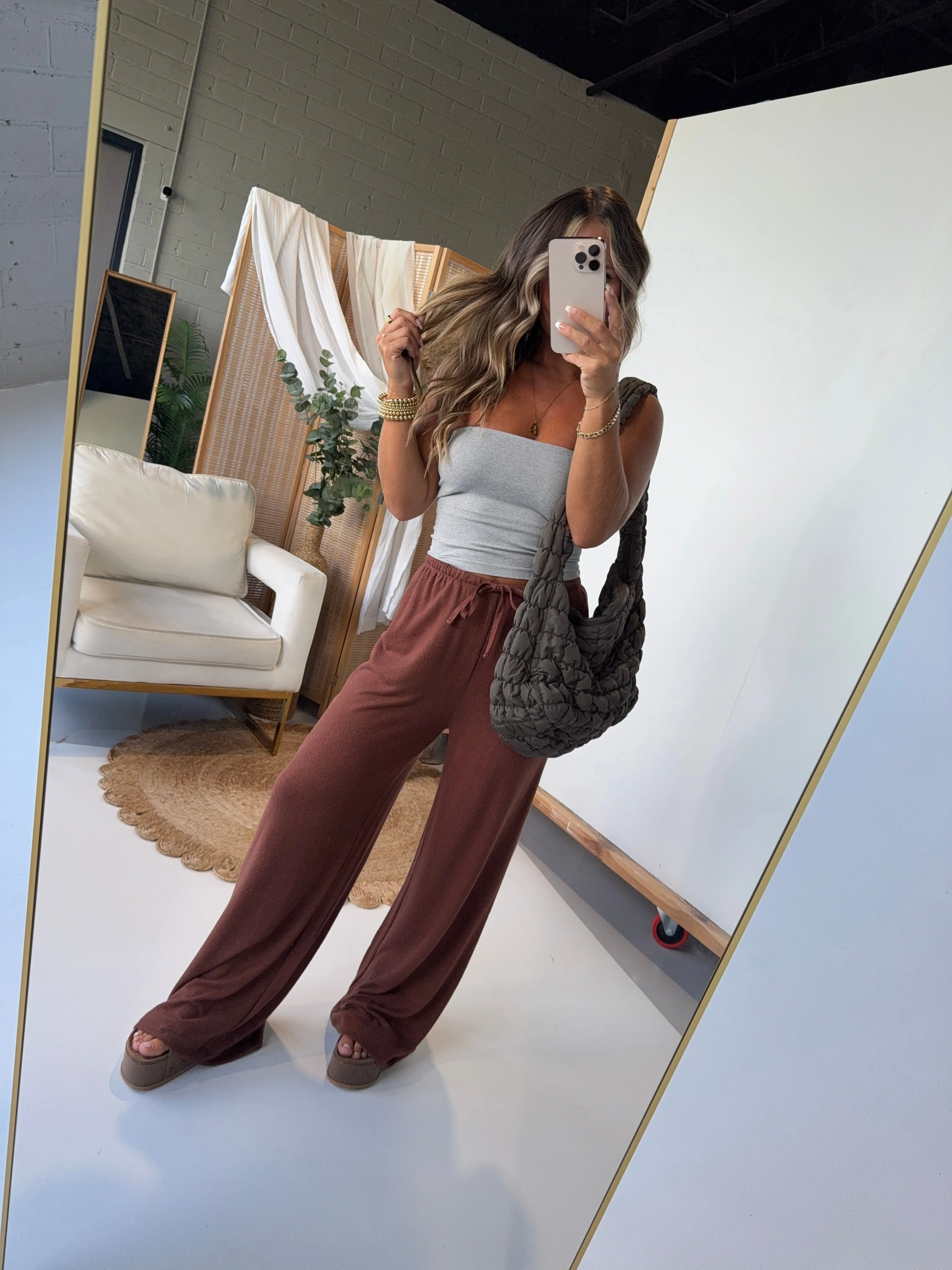 Cloud Nine Lounge Knit Pants Chestnut sold by Chic by Ally B product image thumbnail 4
