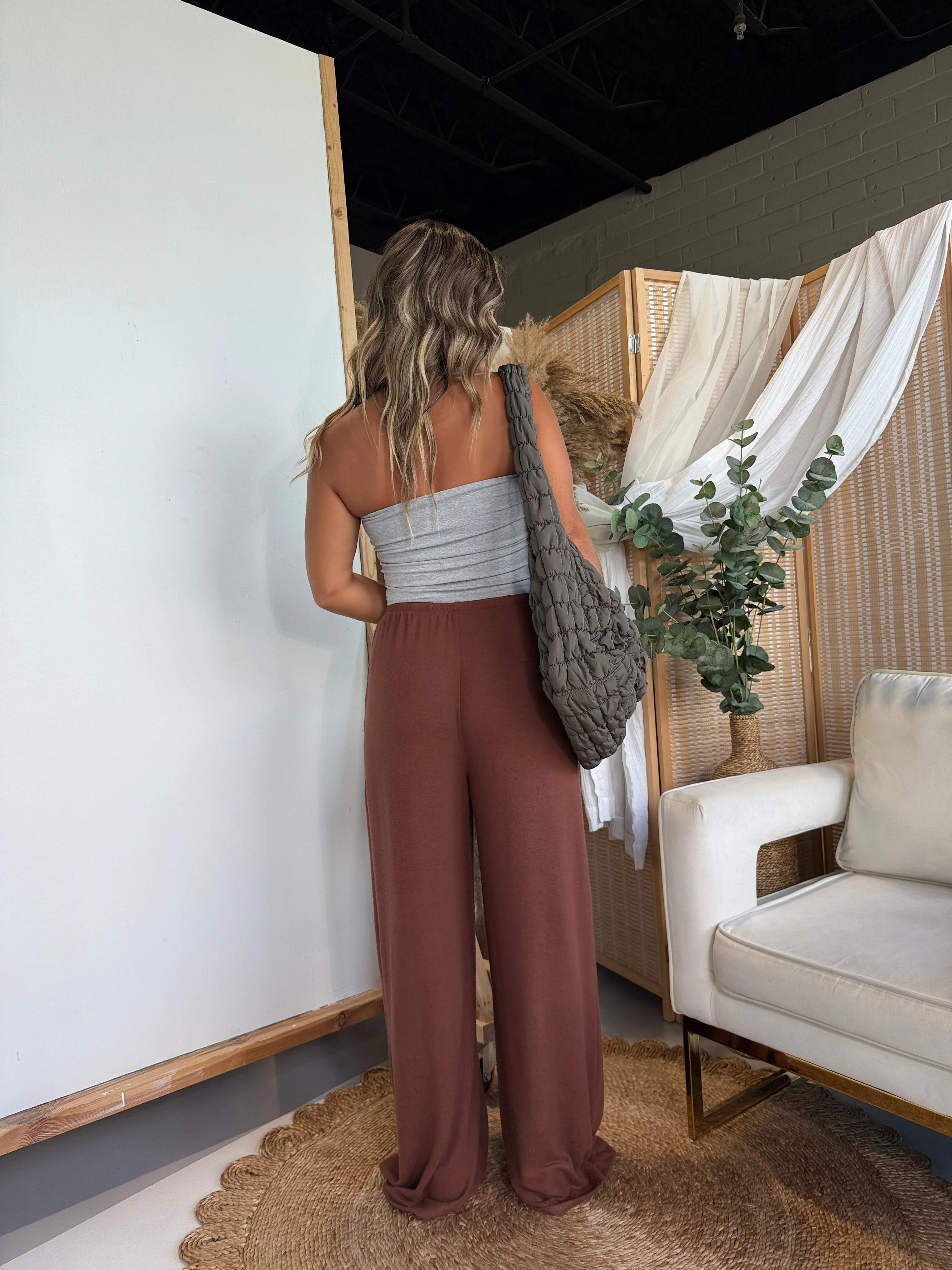 Cloud Nine Lounge Knit Pants Chestnut sold by Chic by Ally B product image thumbnail 3