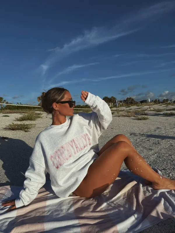 Chic by Ally B Varsity Crewneck Grey Pink sold by Chic by Ally B