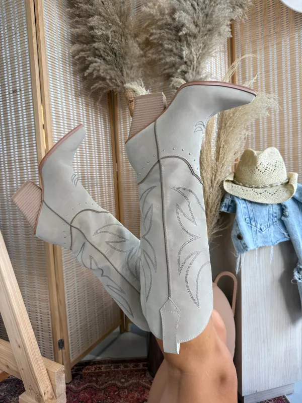 Ashton Western Cowboy Boots Taupe sold by Chic by Ally B