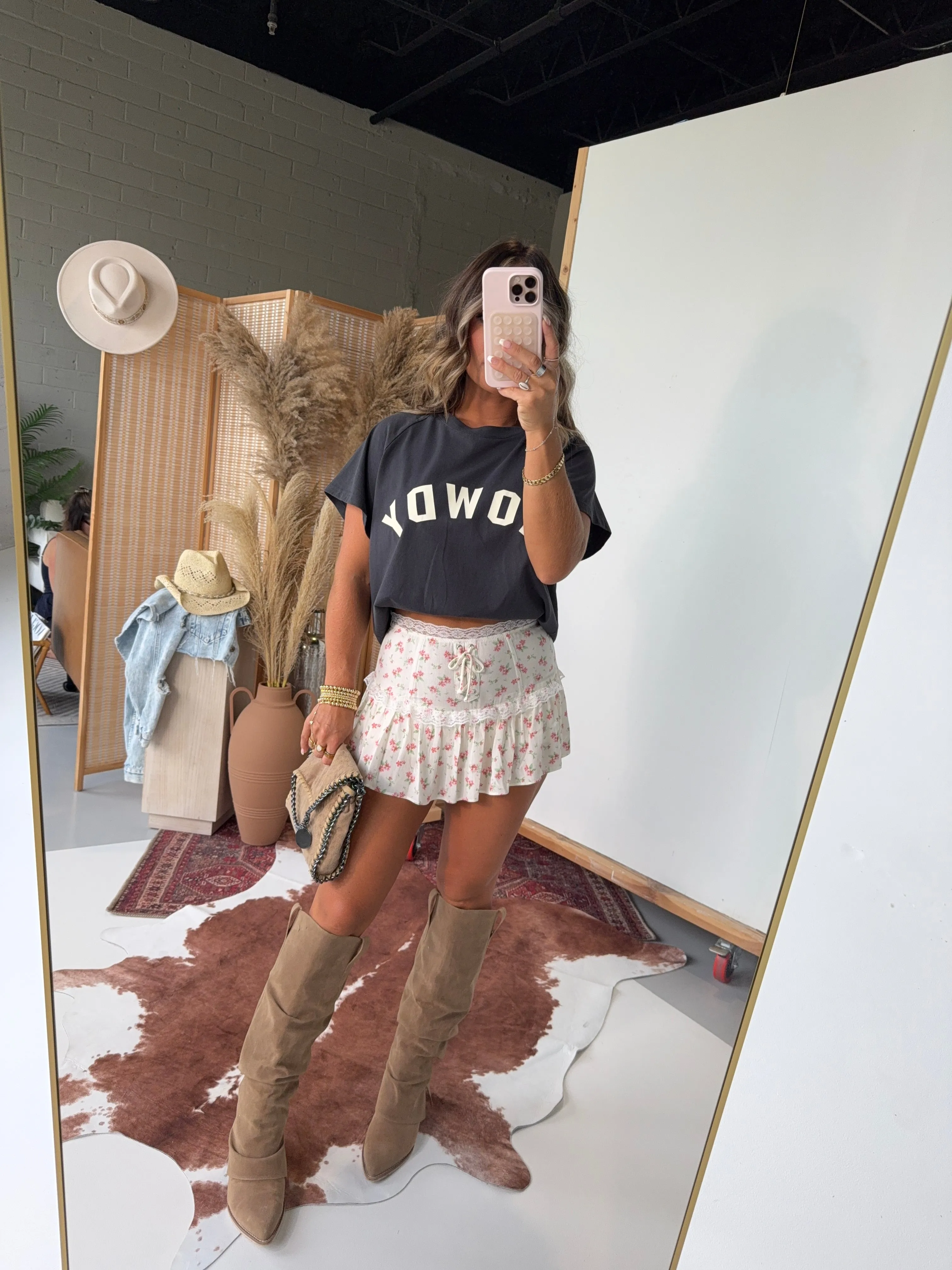 Carrie Corset Floral Mini Skort Coral Multi sold by Chic by Ally B product image thumbnail 2