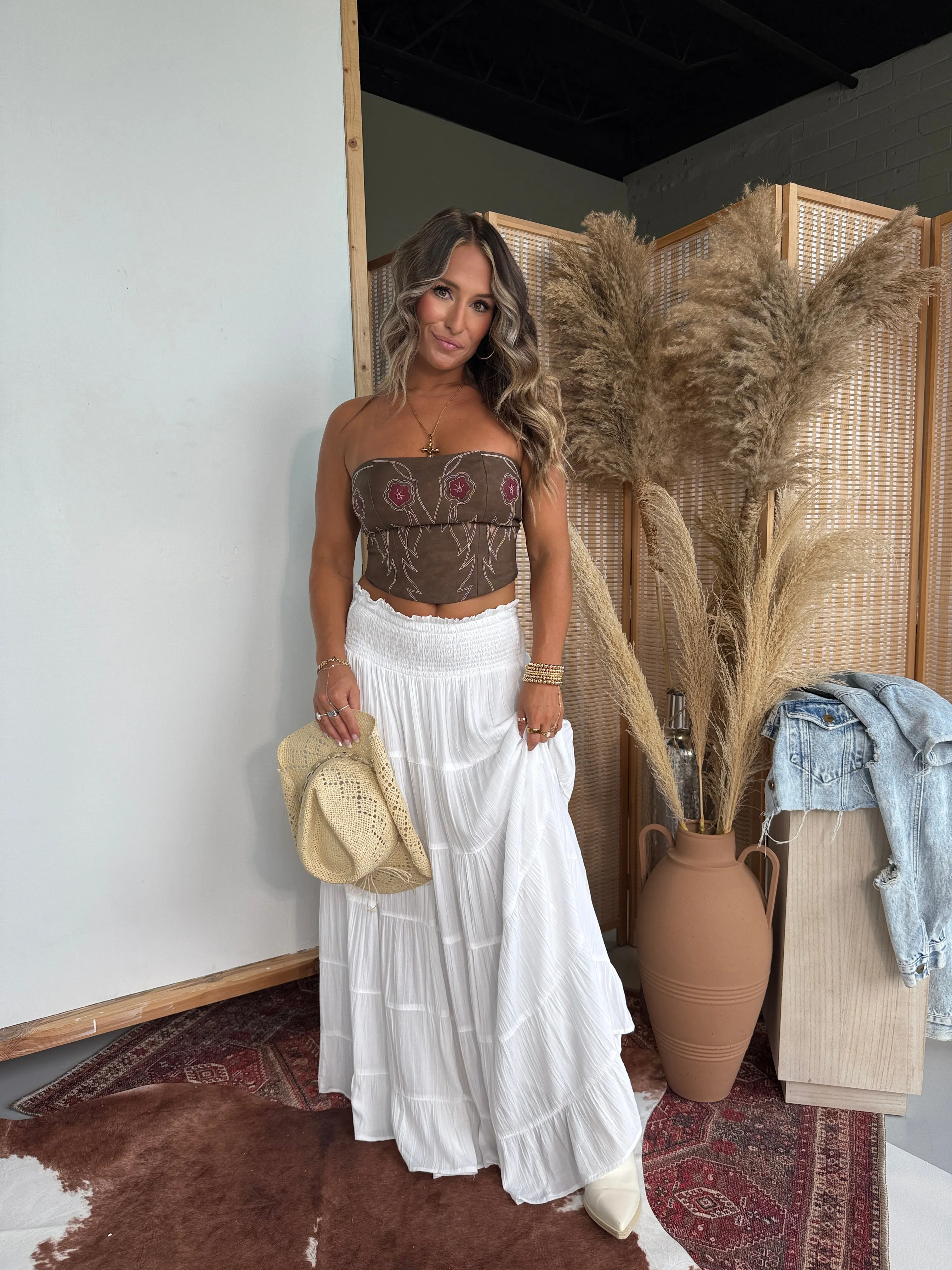 Hayloft Honey Tiered Maxi Skirt White sold by Chic by Ally B product image thumbnail 4