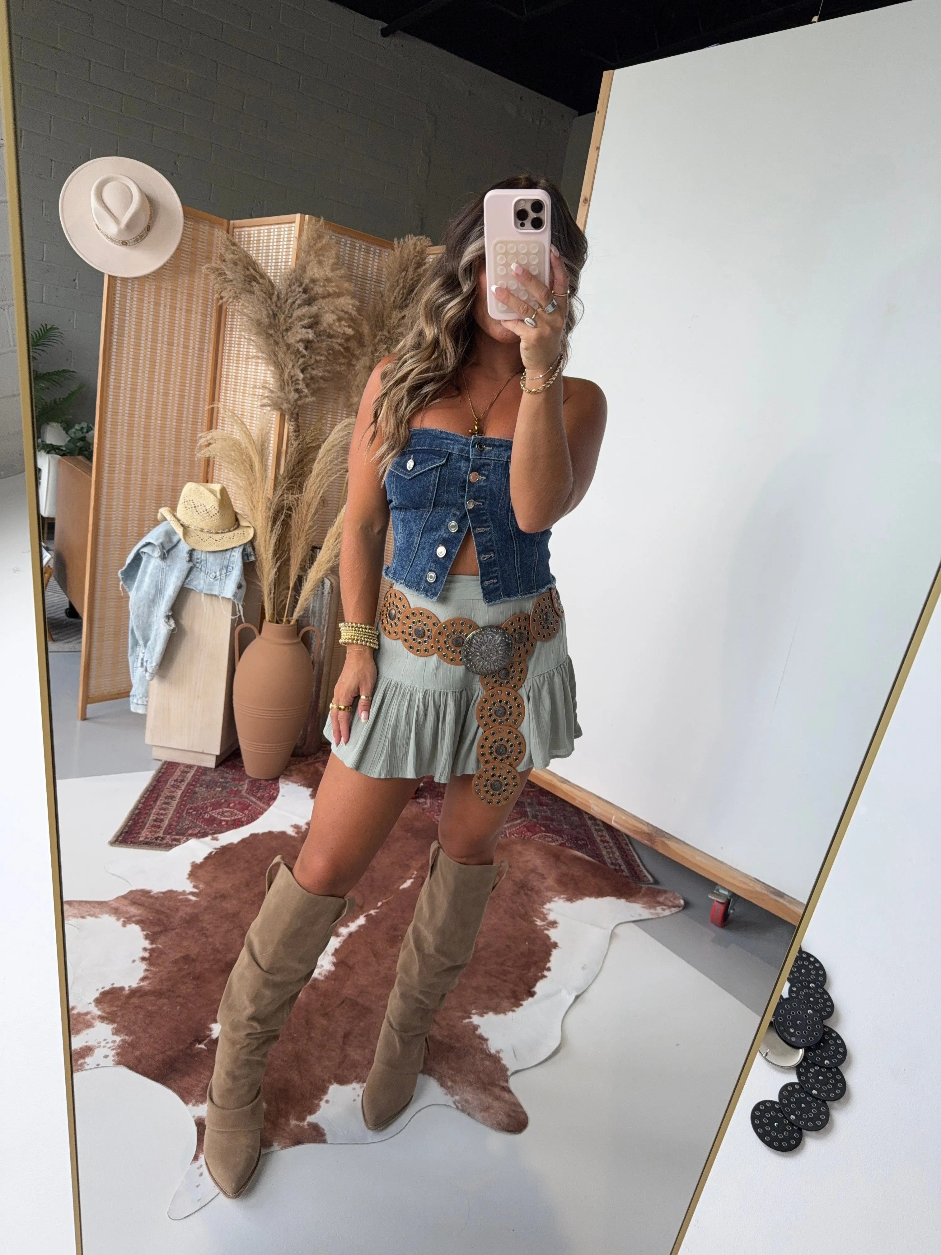 Canyon Crush Mini Skort Sage sold by Chic by Ally B product image thumbnail 4