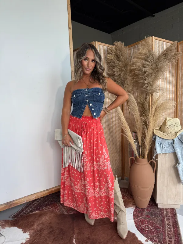 Lone Star Paisley Maxi Skirt Red sold by Chic by Ally B