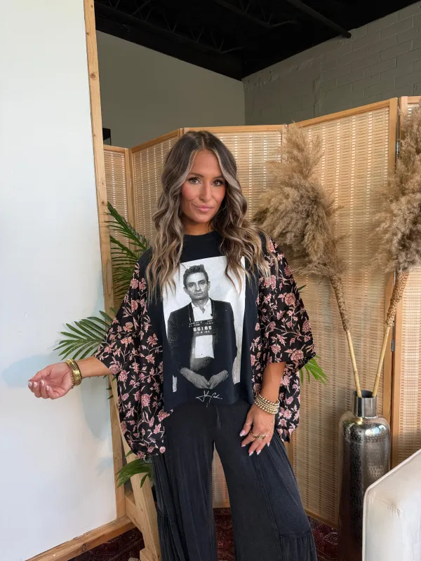 Johnny Cash Mix & Match Tee Black Floral sold by Chic by Ally B