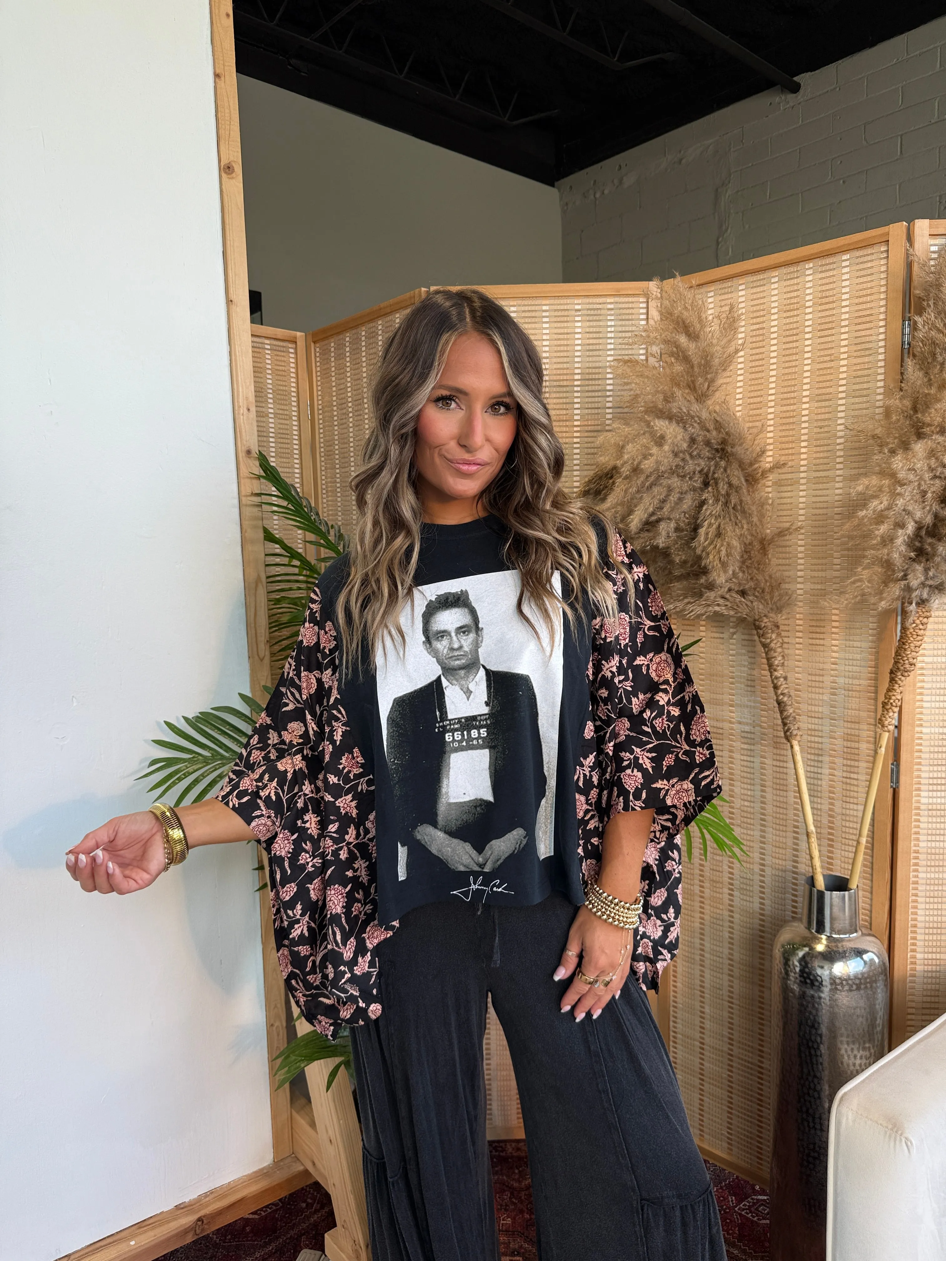 Johnny Cash Mix & Match Tee Black Floral sold by Chic by Ally B product image thumbnail 3