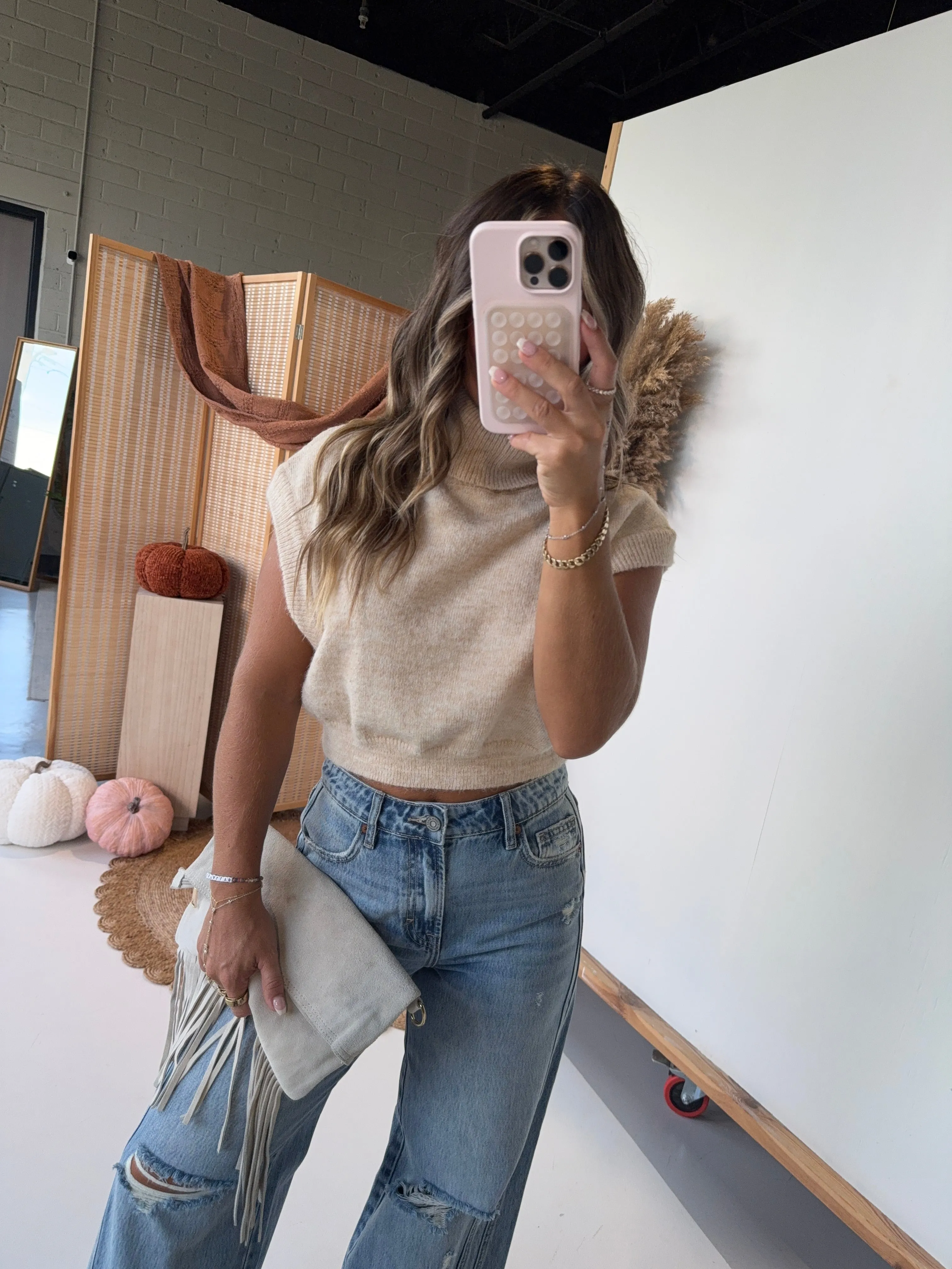 Fall Chill Turtleneck Tank Sweater Sand sold by Chic by Ally B product image thumbnail 2