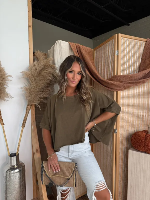Wardrobe Staple Tee Olive sold by Chic by Ally B