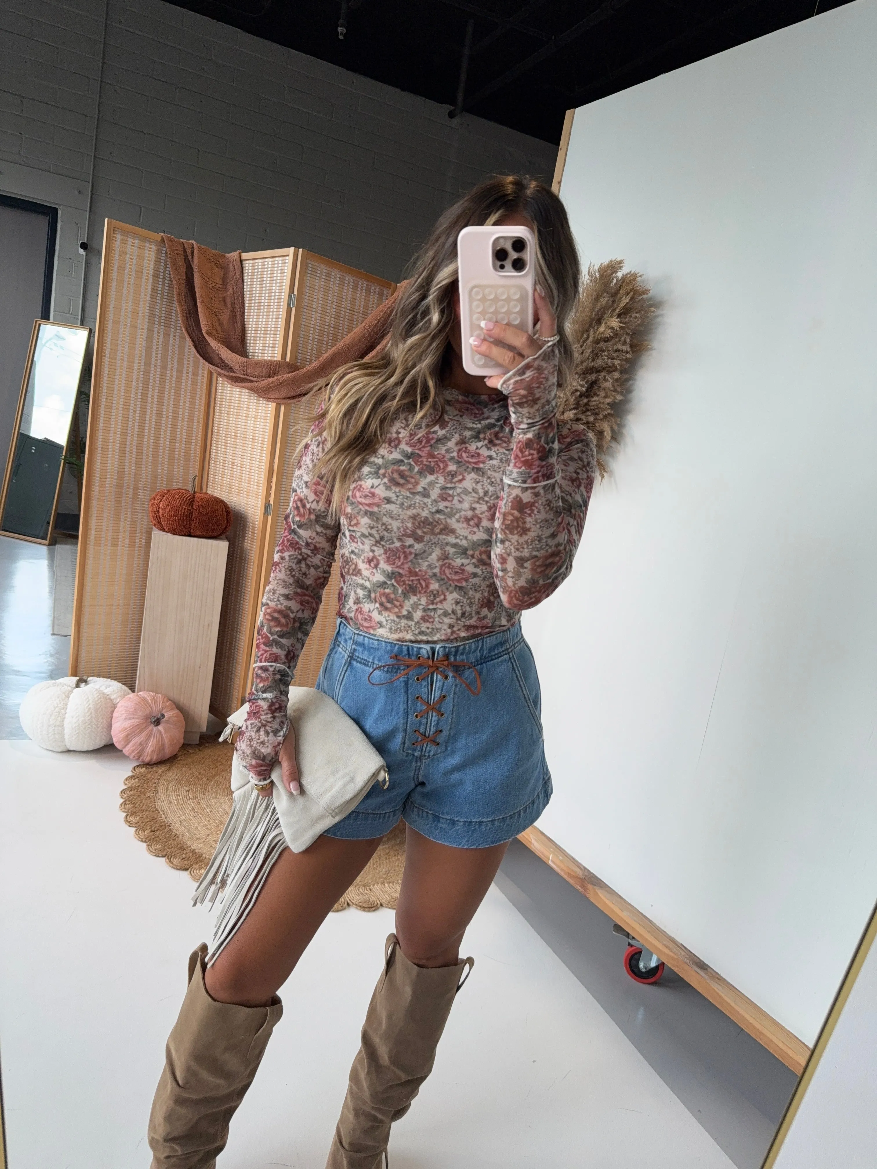 Amber Lane Mesh Mock Neck Cream Multi sold by Chic by Ally B product image thumbnail 2