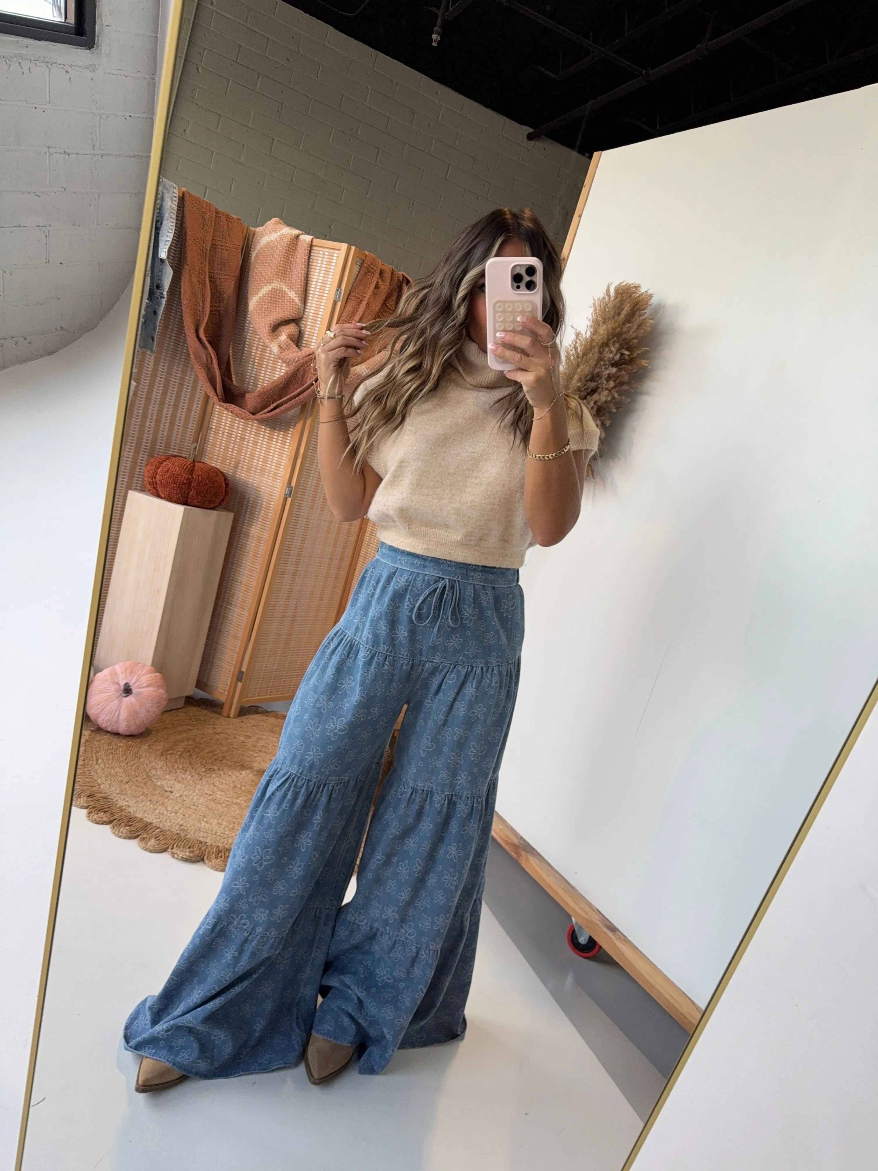 Sweater Weather Tiered Pants Denim sold by Chic by Ally B product image thumbnail 3