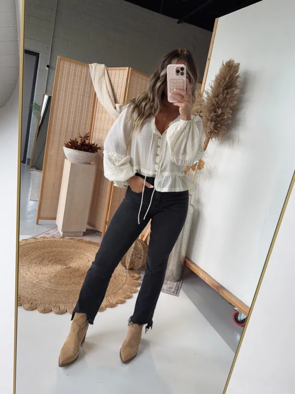 Bella Cropped Denim Jeans Black sold by Chic by Ally B